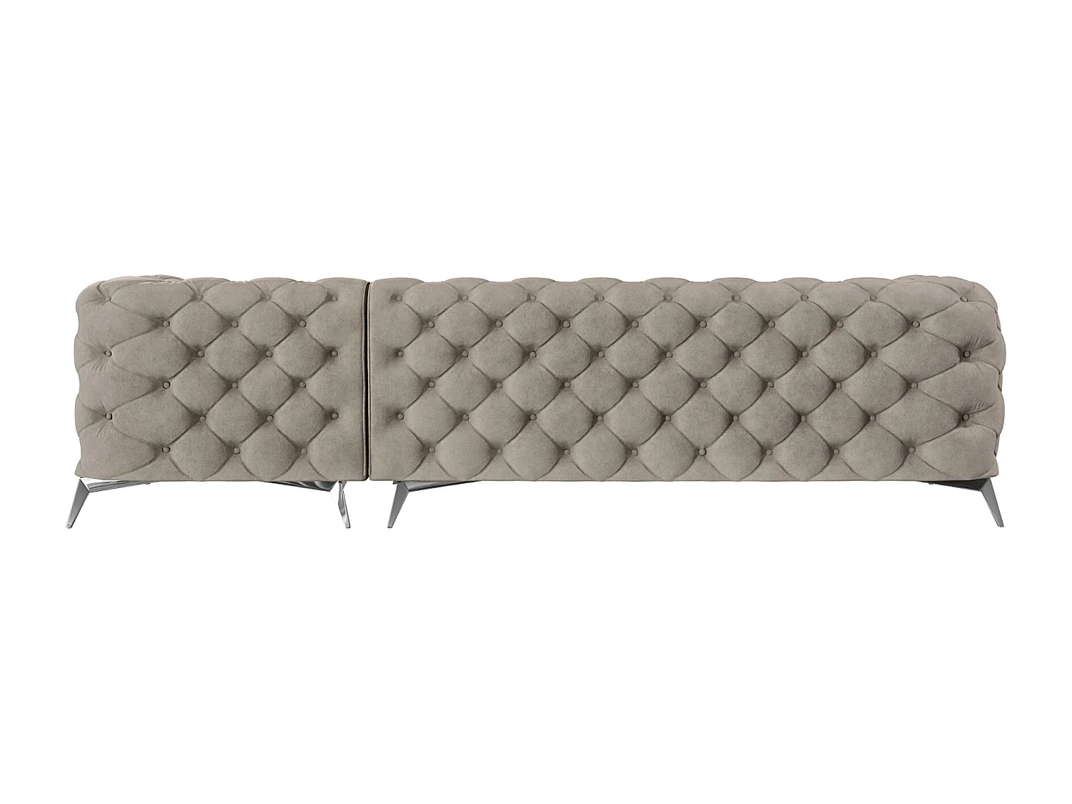 Ecksofa mit Ottomane Chesterfield Celeste mit Silber Metall Füßen