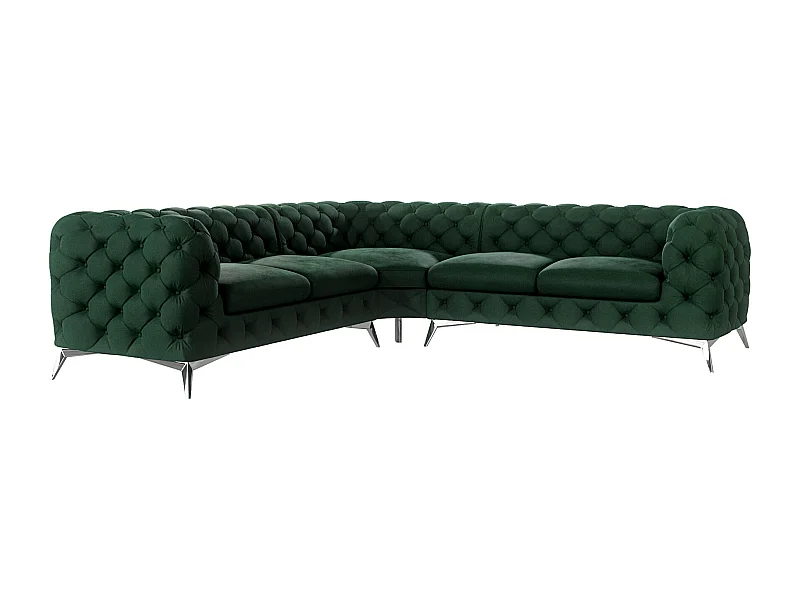 Ecksofa Chesterfield Celeste mit Silber Metall Füßen