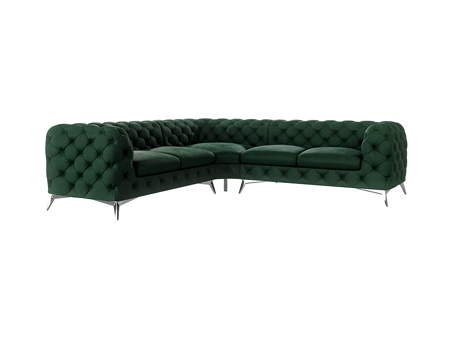 Ecksofa Chesterfield Celeste mit Silber Metall Füßen