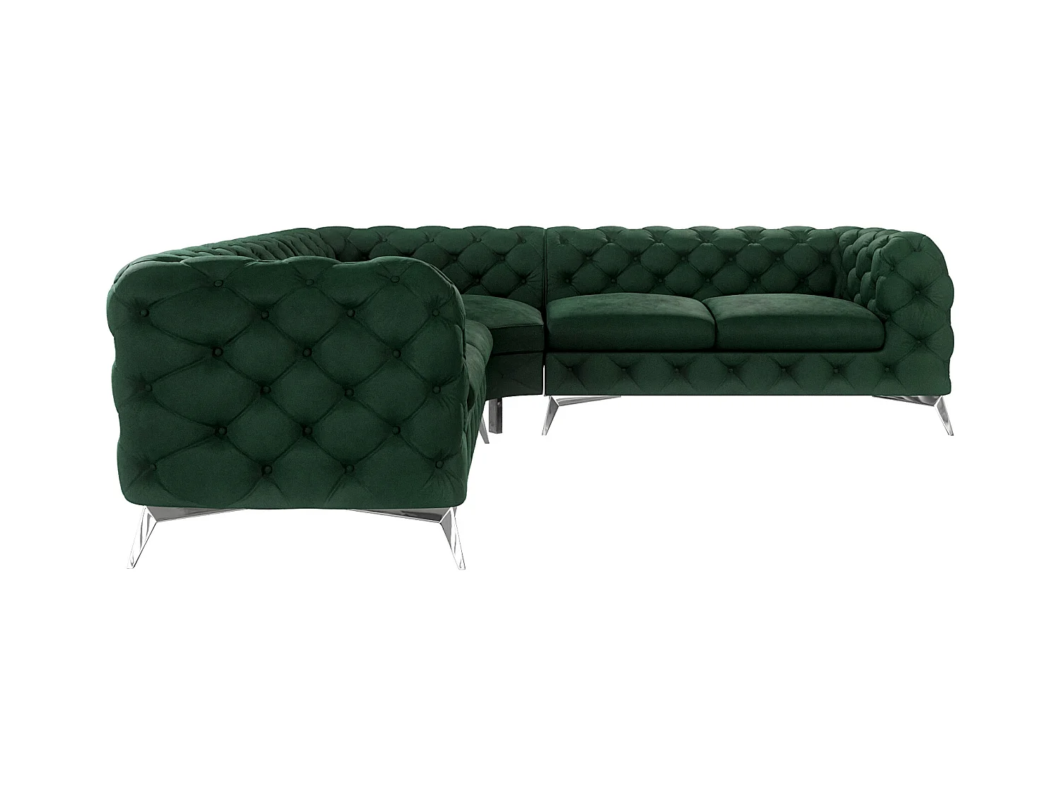 Ecksofa Chesterfield Celeste mit Silber Metall Füßen