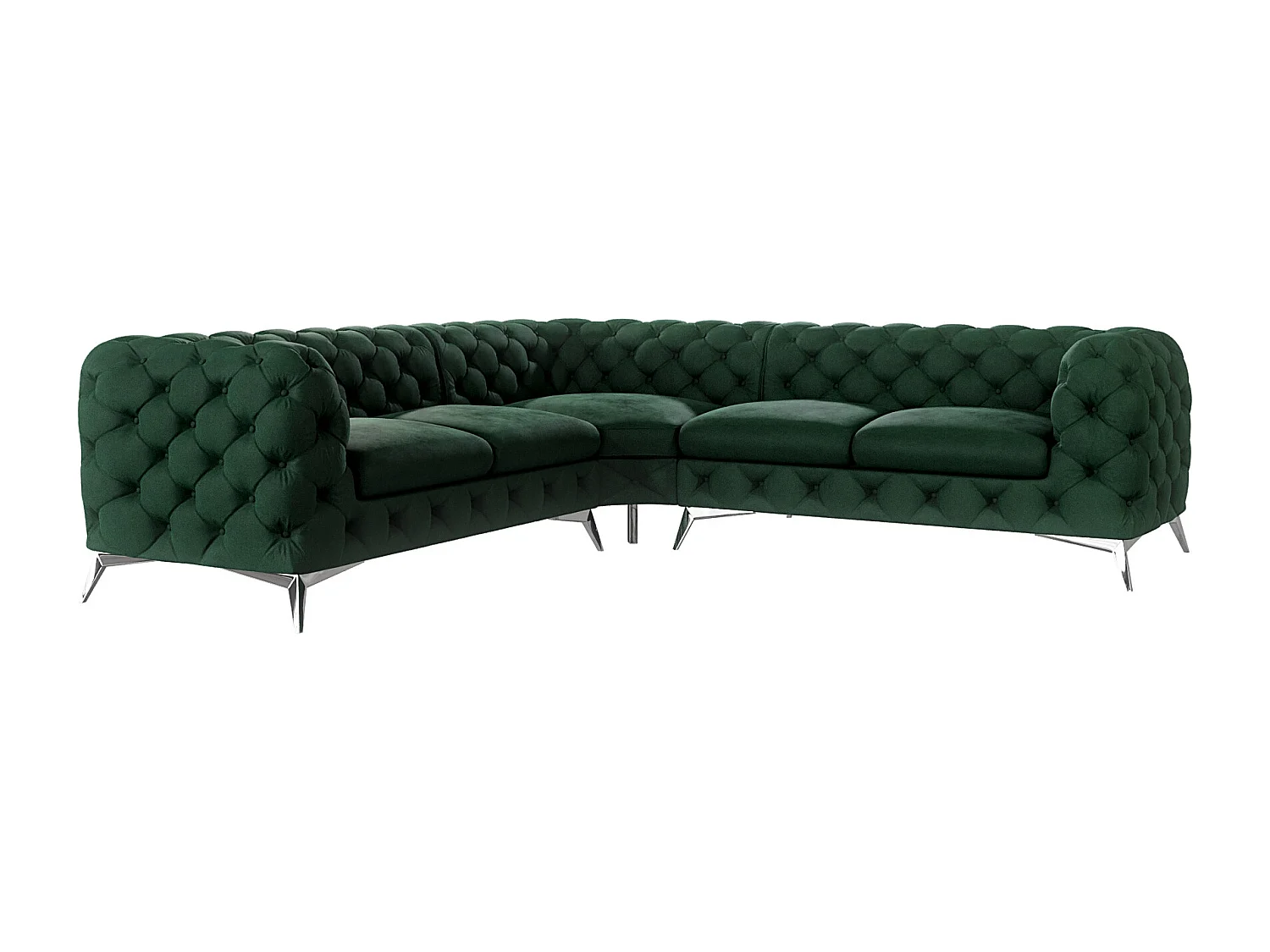 Ecksofa Chesterfield Celeste mit Silber Metall Füßen