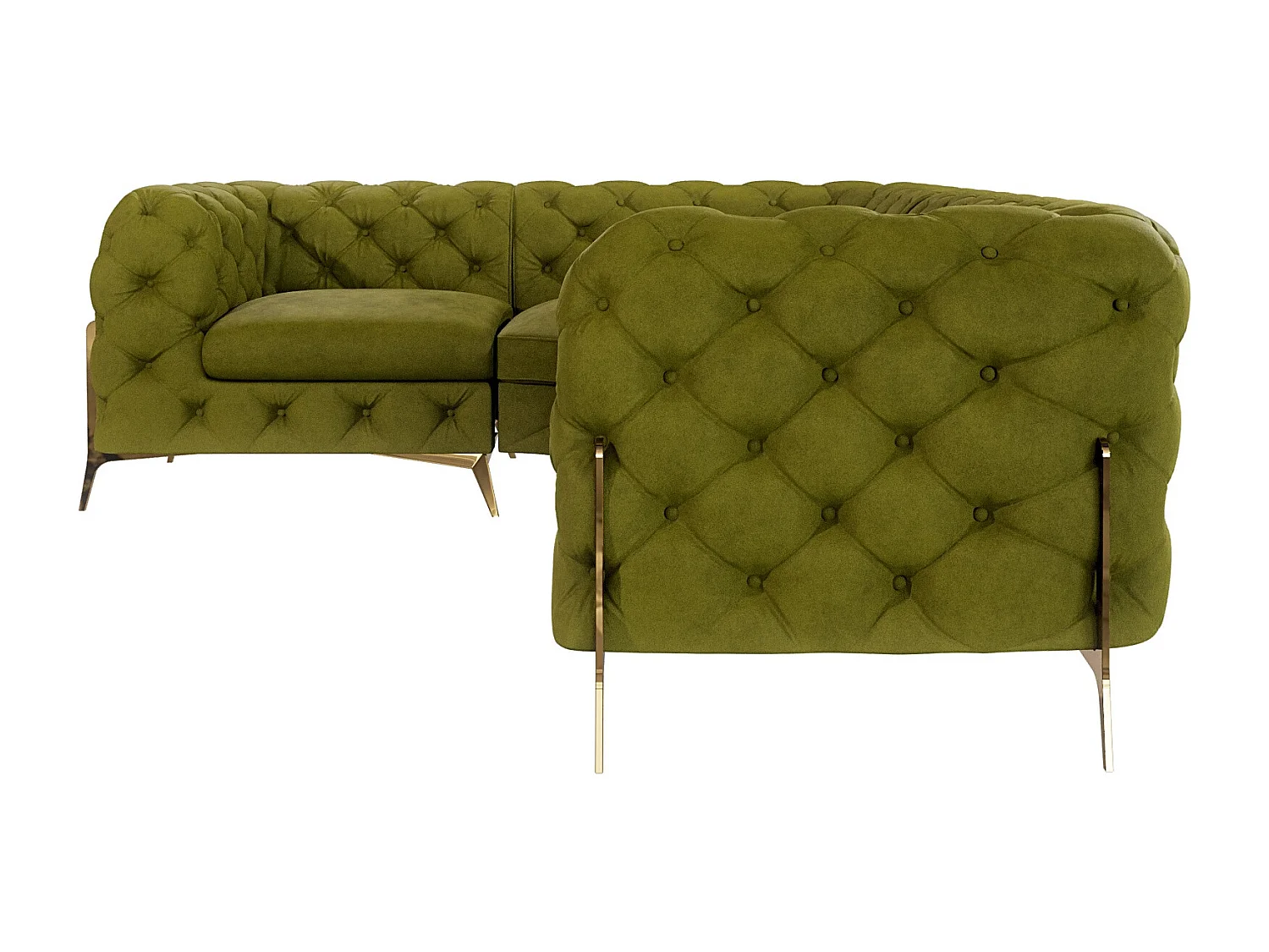 Ecksofa Chesterfield Ulysses mit Goldene Metall Füßen