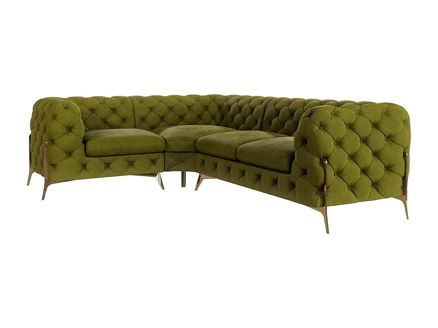 Ecksofa Chesterfield Ulysses mit Goldene Metall Füßen