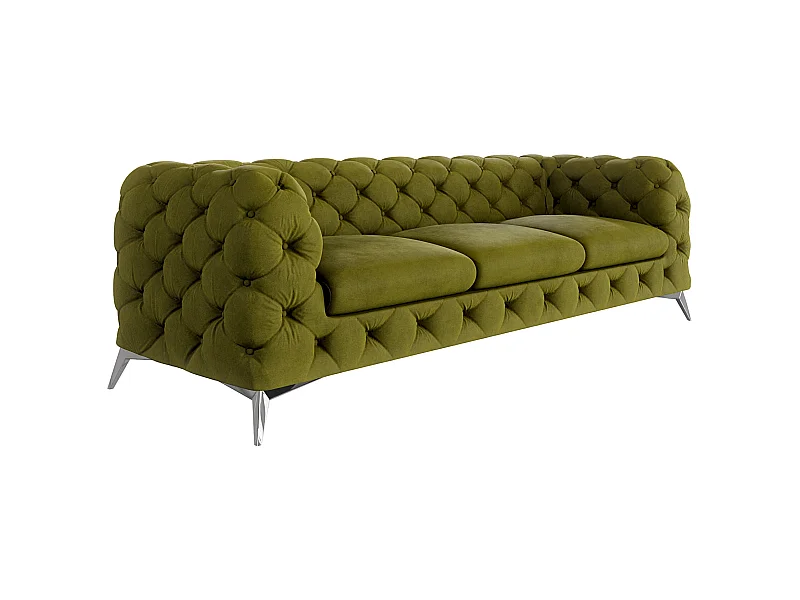 Celeste 3-Sitzer Chesterfield Sofa mit Silber Metall Füßen