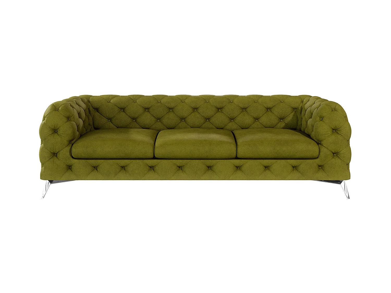 Celeste 3-Sitzer Chesterfield Sofa mit Silber Metall Füßen