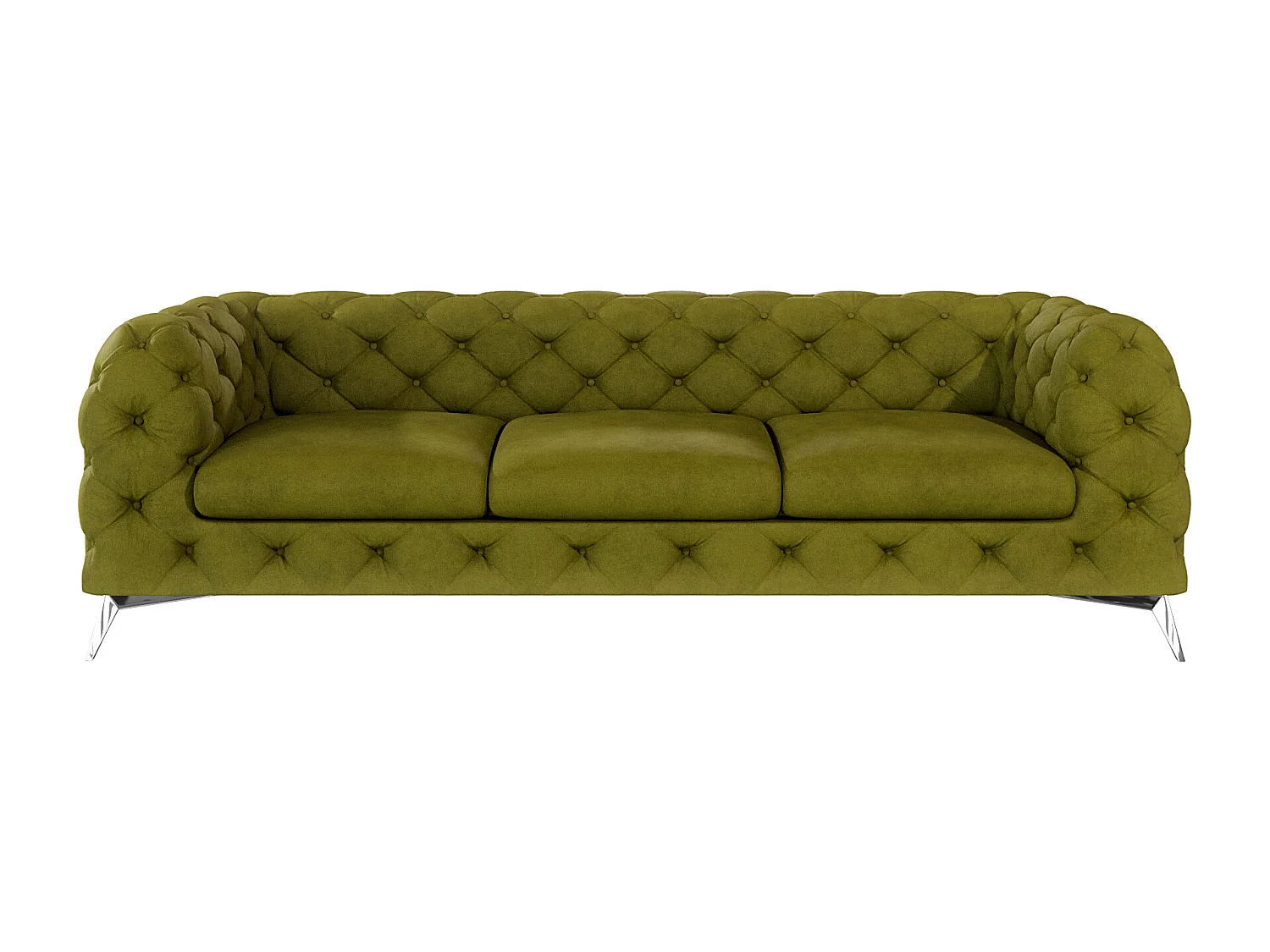 Celeste 3-Sitzer Chesterfield Sofa mit Silber Metall Füßen