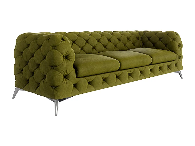 Celeste 3-Sitzer Chesterfield Sofa mit Silber Metall Füßen