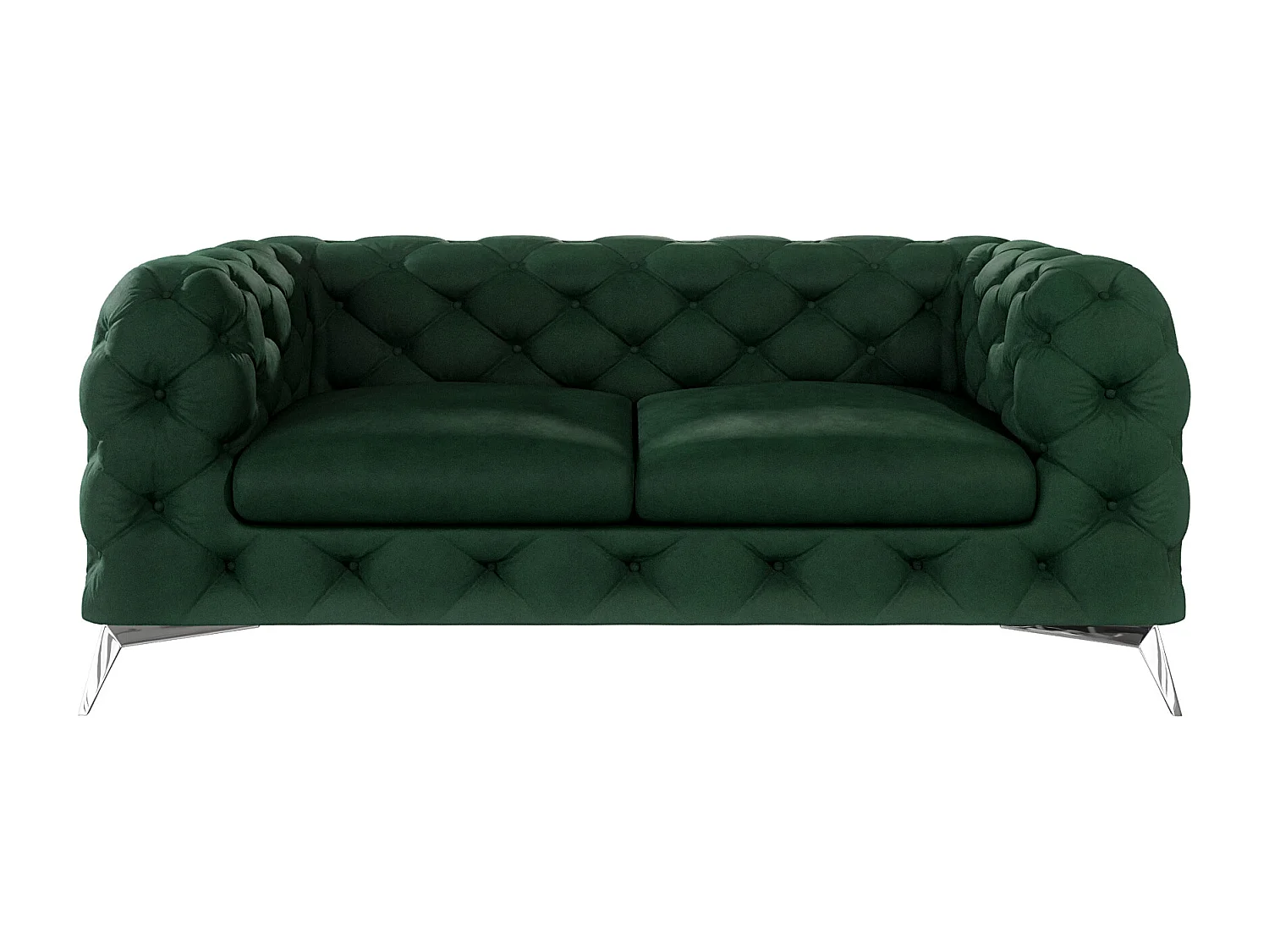 Celeste 2-Sitzer Chesterfield Sofa mit Silber Metall Füßen