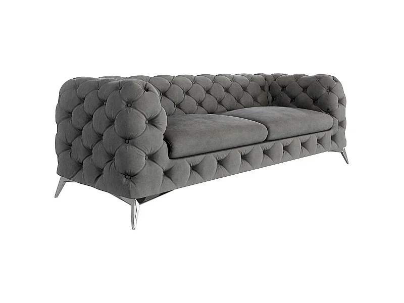 Celeste 3-Sitzer Chesterfield Sofa mit Silber Metall Füßen