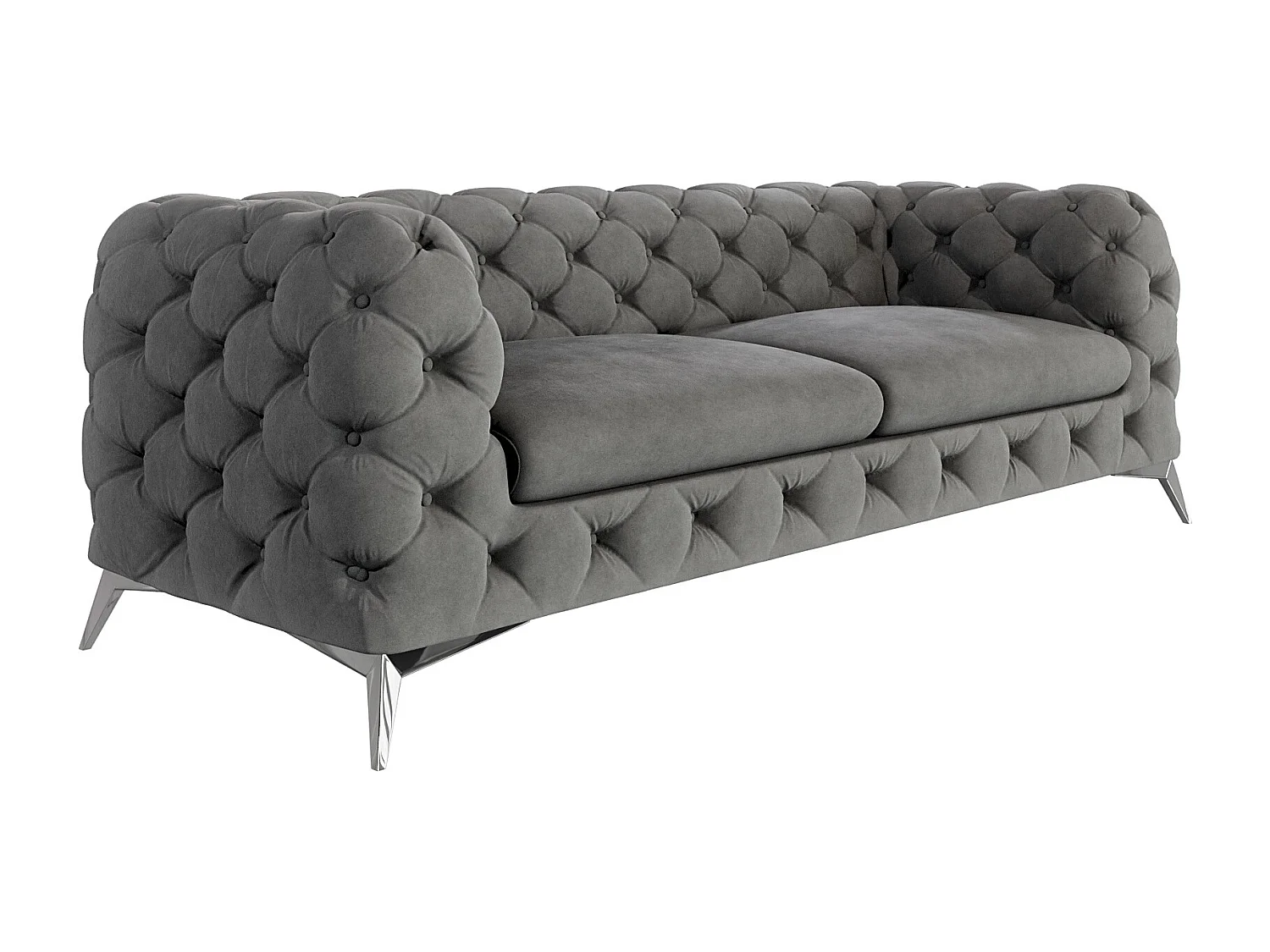 Celeste 3-Sitzer Chesterfield Sofa mit Silber Metall Füßen
