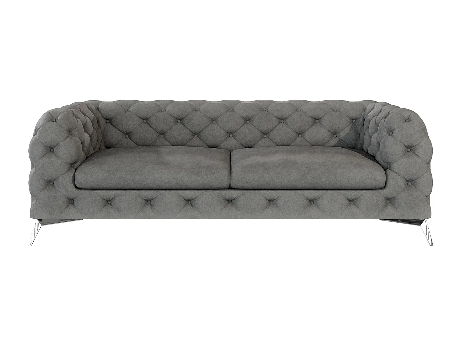 Celeste 3-Sitzer Chesterfield Sofa mit Silber Metall Füßen