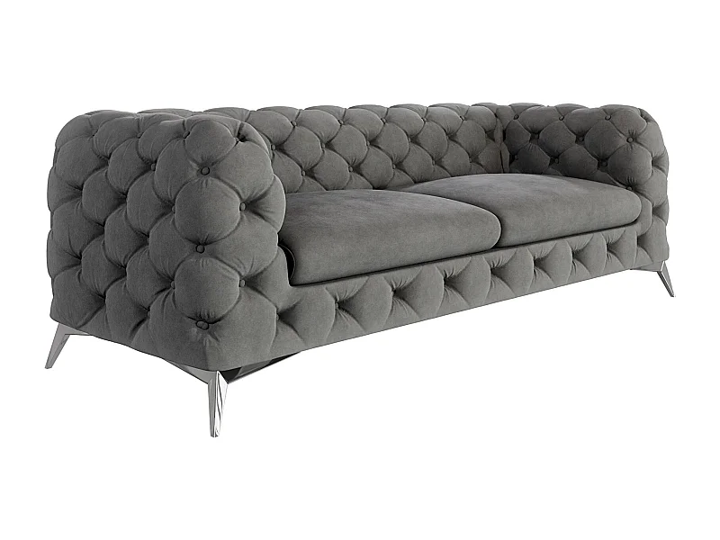 Celeste 3-Sitzer Chesterfield Sofa mit Silber Metall Füßen