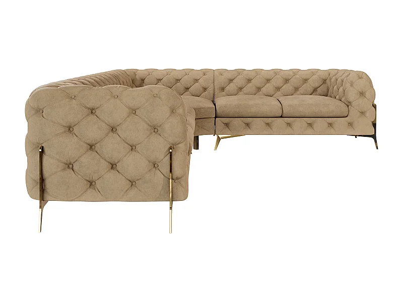 Ecksofa Chesterfield Ulysses mit Goldene Metall Füßen