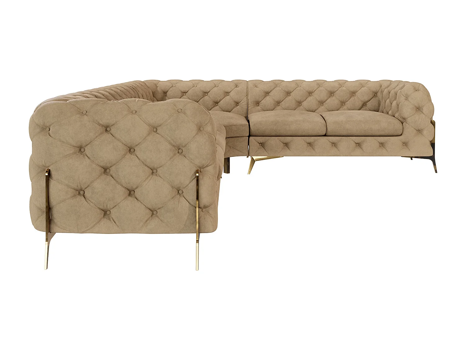 Ecksofa Chesterfield Ulysses mit Goldene Metall Füßen