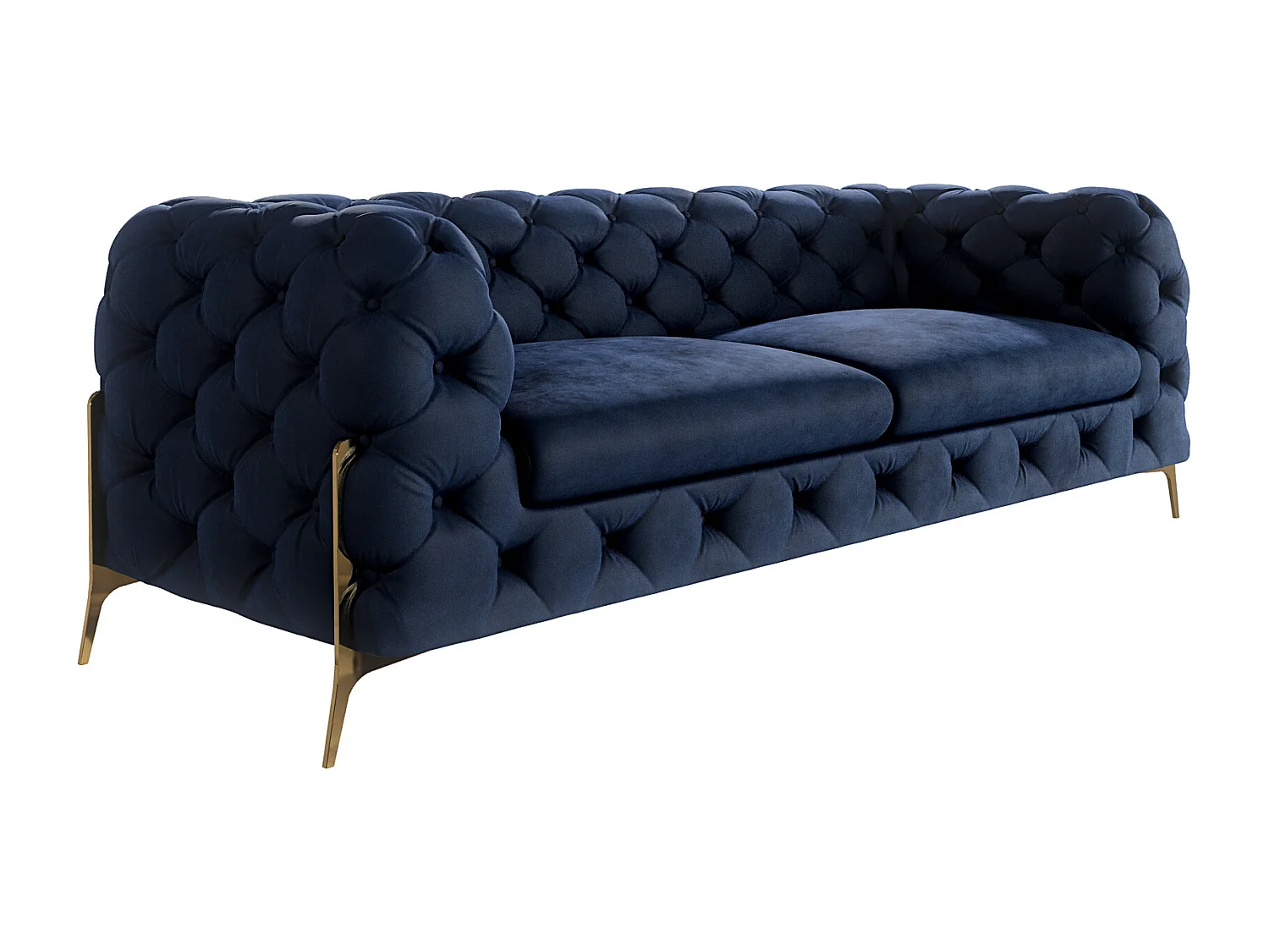 Ulysses 3-Sitzer Chesterfield Sofa mit Goldene Metall Füßen