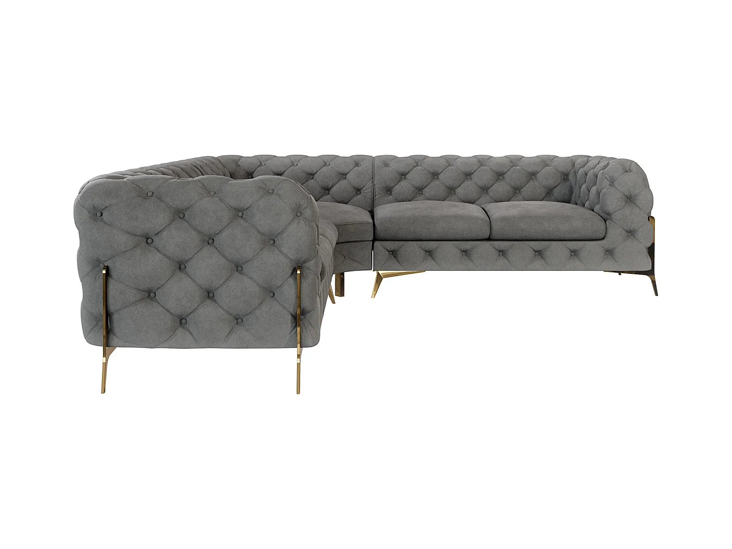 Ecksofa Chesterfield Ulysses mit Goldene Metall Füßen