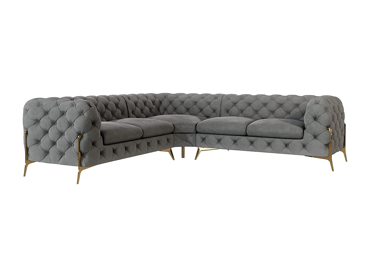 Ecksofa Chesterfield Ulysses mit Goldene Metall Füßen