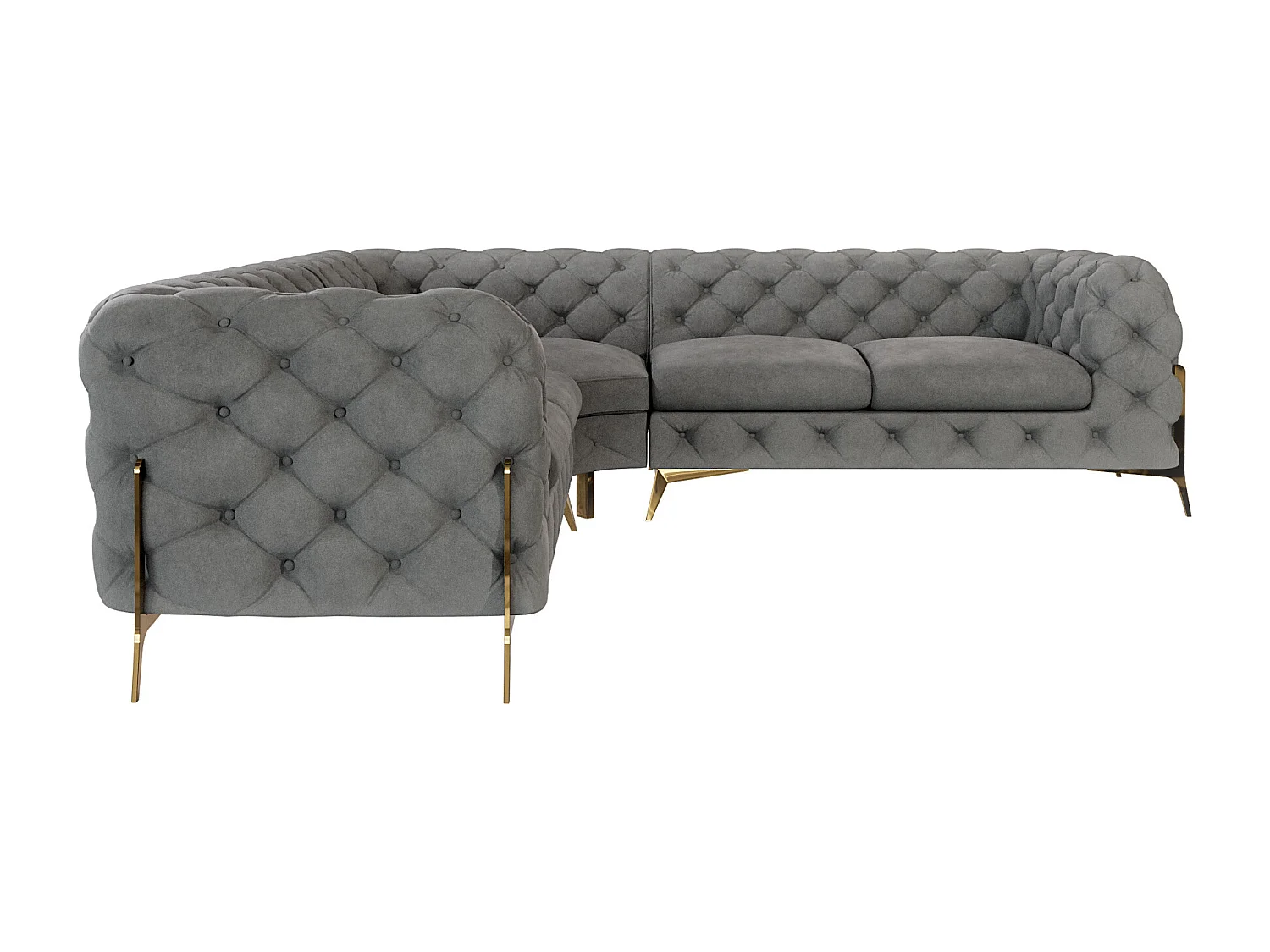 Ecksofa Chesterfield Ulysses mit Goldene Metall Füßen