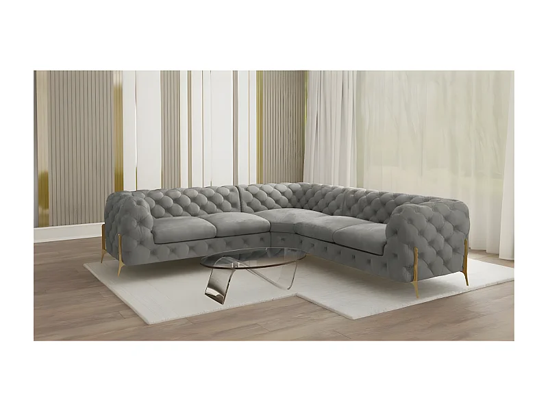 Ecksofa Chesterfield Ulysses mit Goldene Metall Füßen