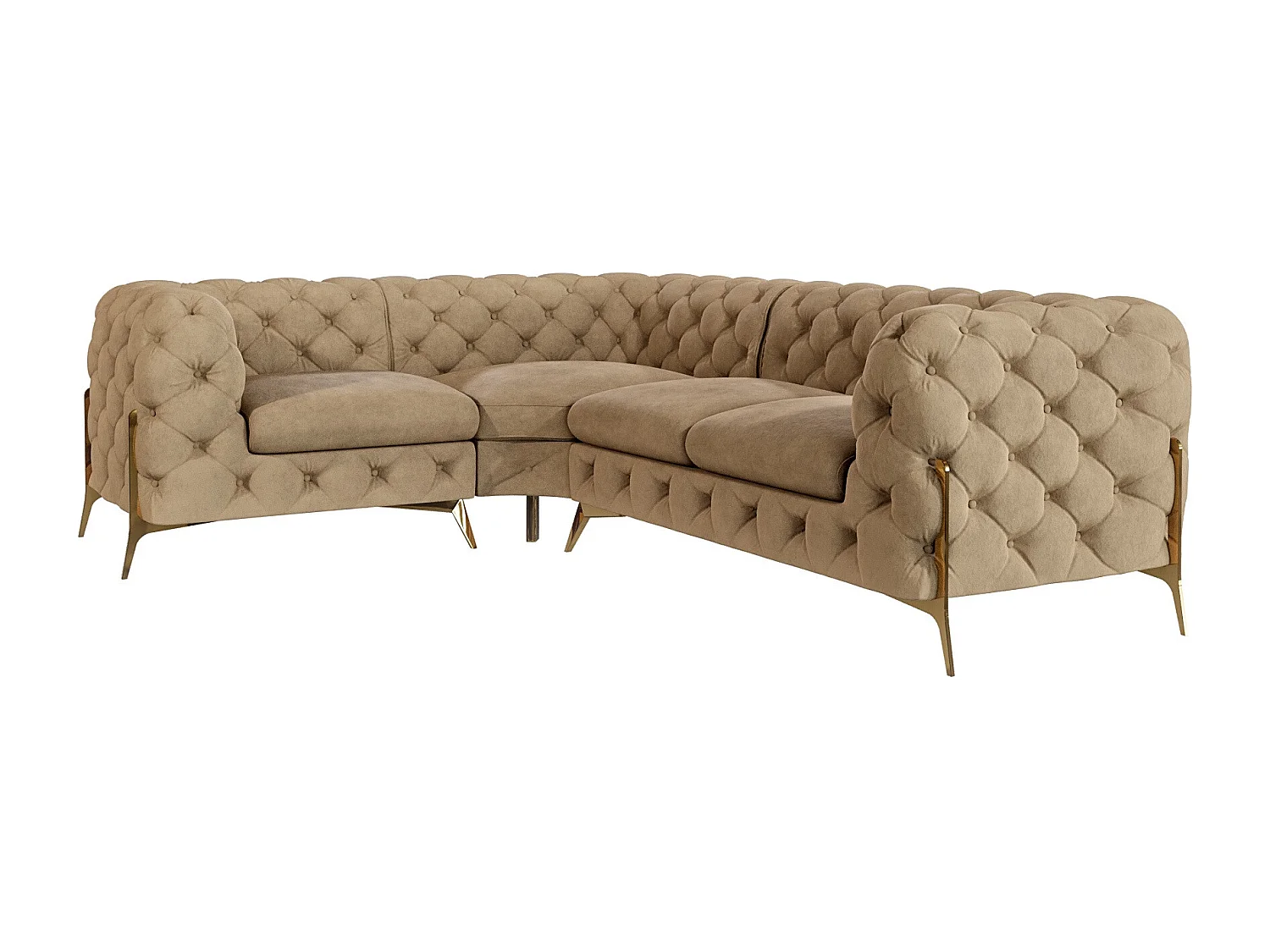 Ecksofa Chesterfield Ulysses mit Goldene Metall Füßen