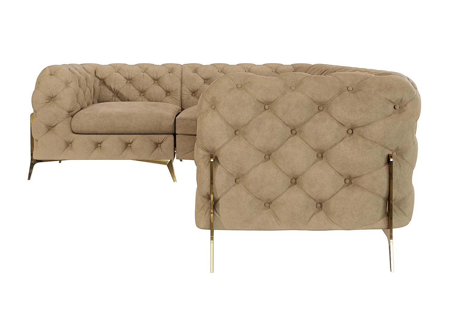 Ecksofa Chesterfield Ulysses mit Goldene Metall Füßen