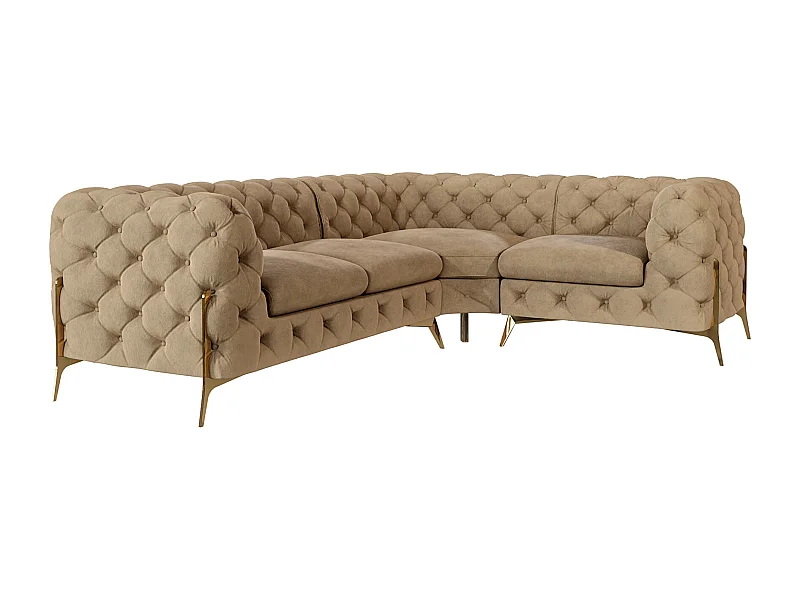 Ecksofa Chesterfield Ulysses mit Goldene Metall Füßen