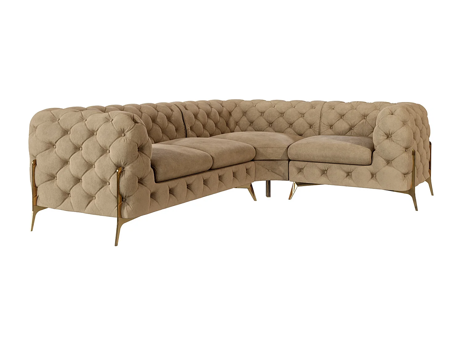 Ecksofa Chesterfield Ulysses mit Goldene Metall Füßen
