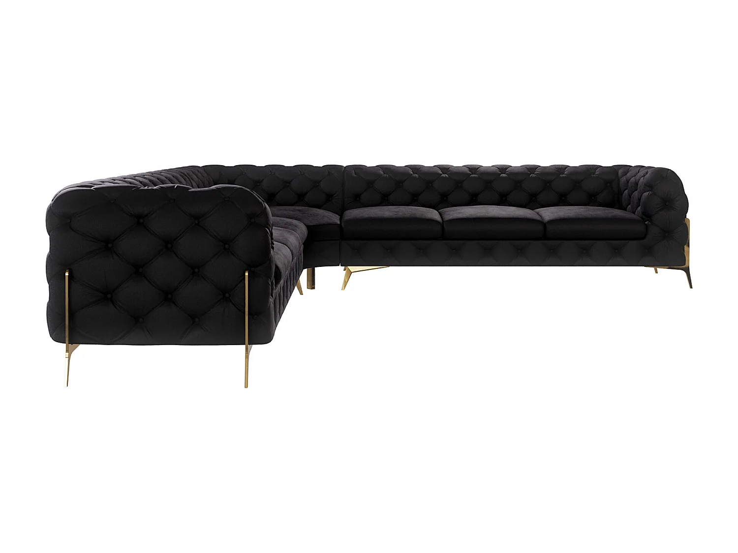 Ecksofa Chesterfield Ulysses mit Goldene Metall Füßen