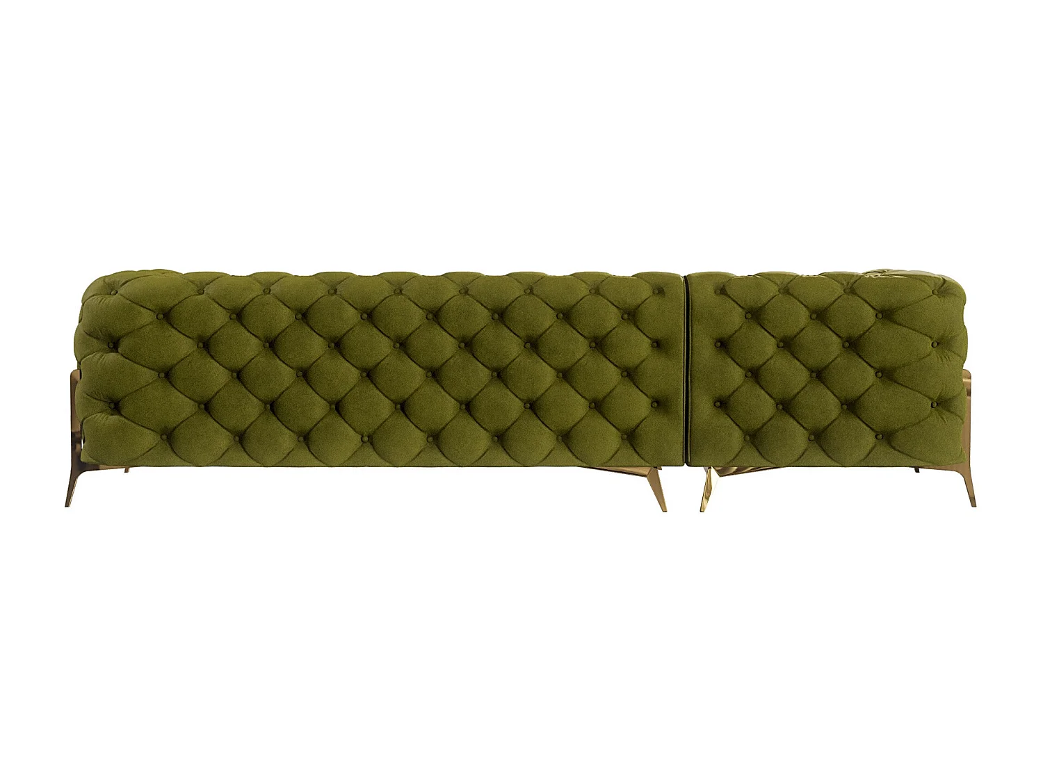 Ecksofa mit Ottomane Chesterfield Ulysses mit Goldene Metall Füßen