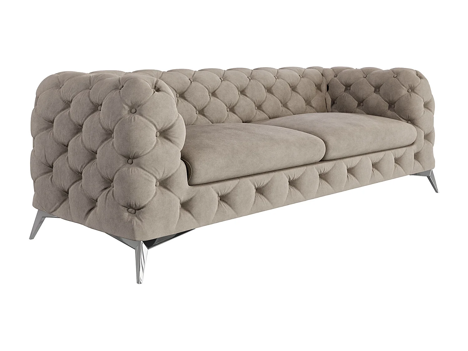 Celeste 3-Sitzer Chesterfield Sofa mit Silber Metall Füßen