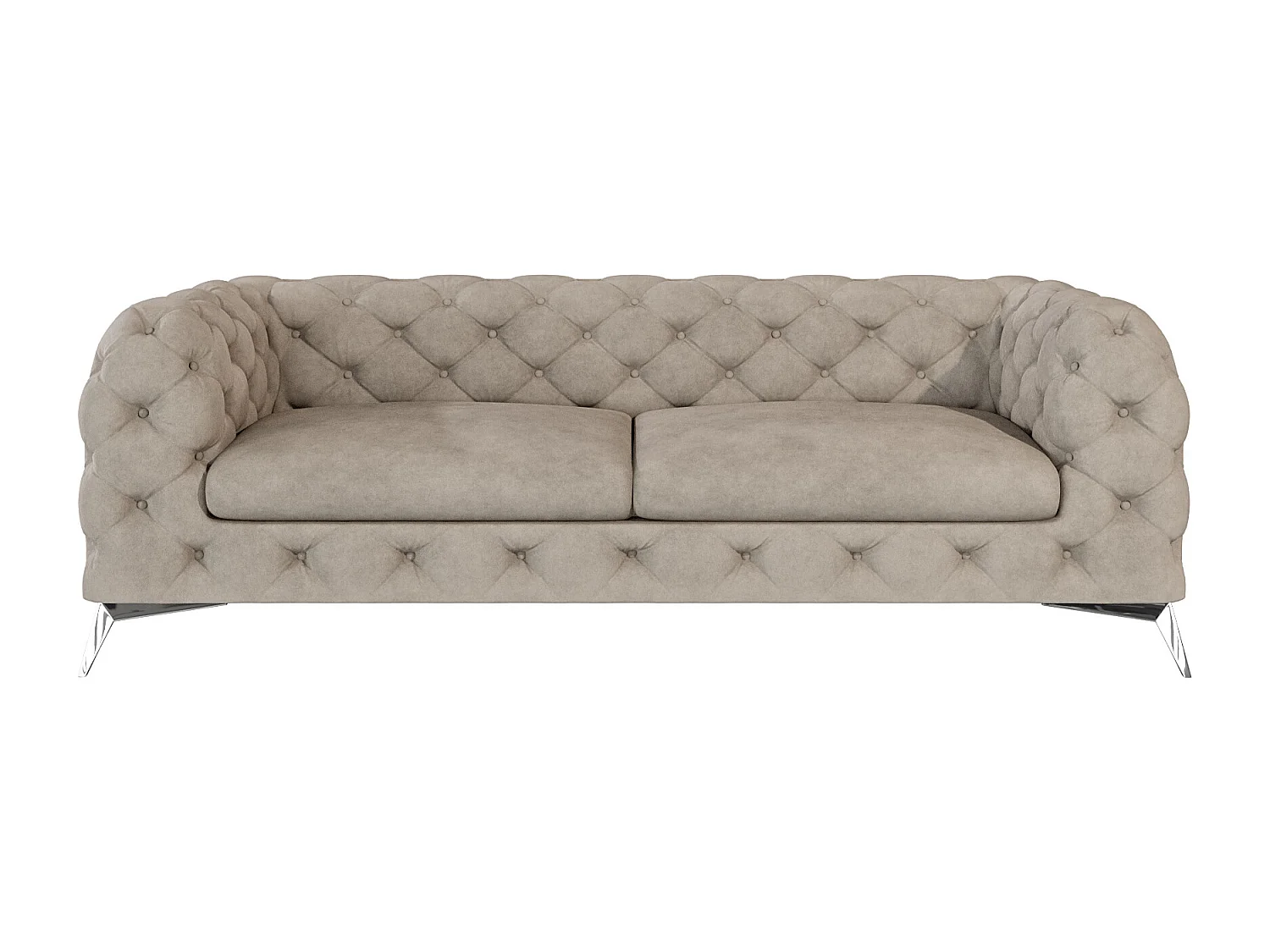 Celeste 3-Sitzer Chesterfield Sofa mit Silber Metall Füßen
