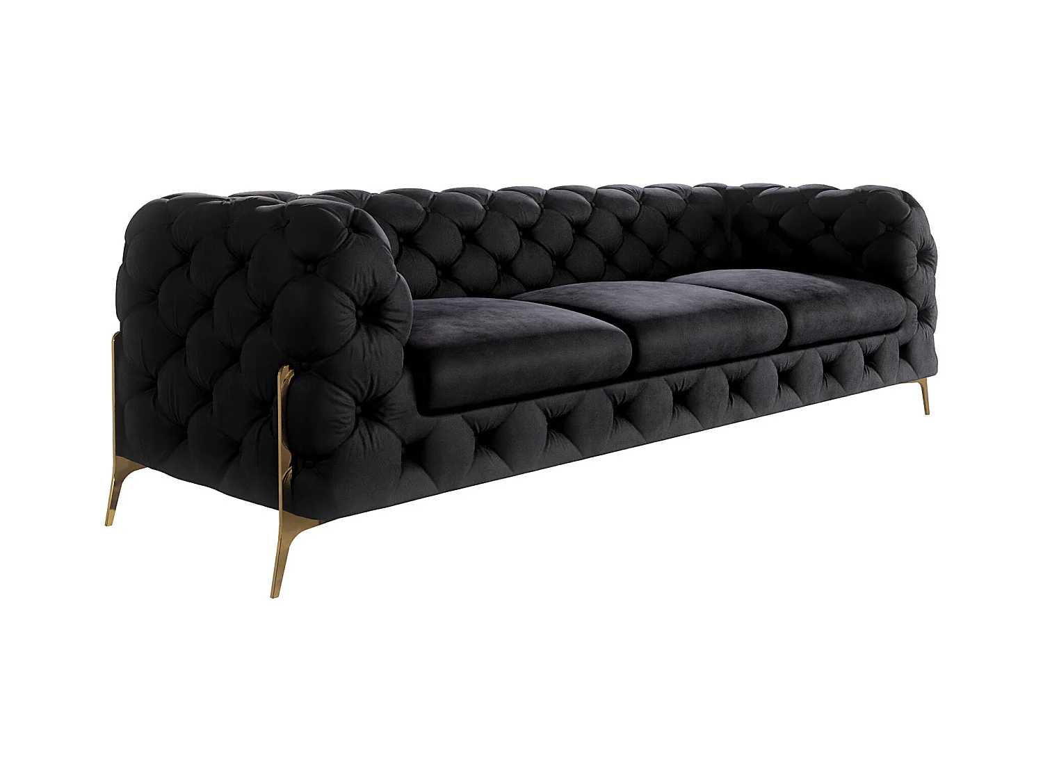 Ulysses 3-Sitzer Chesterfield Sofa mit Goldene Metall Füßen
