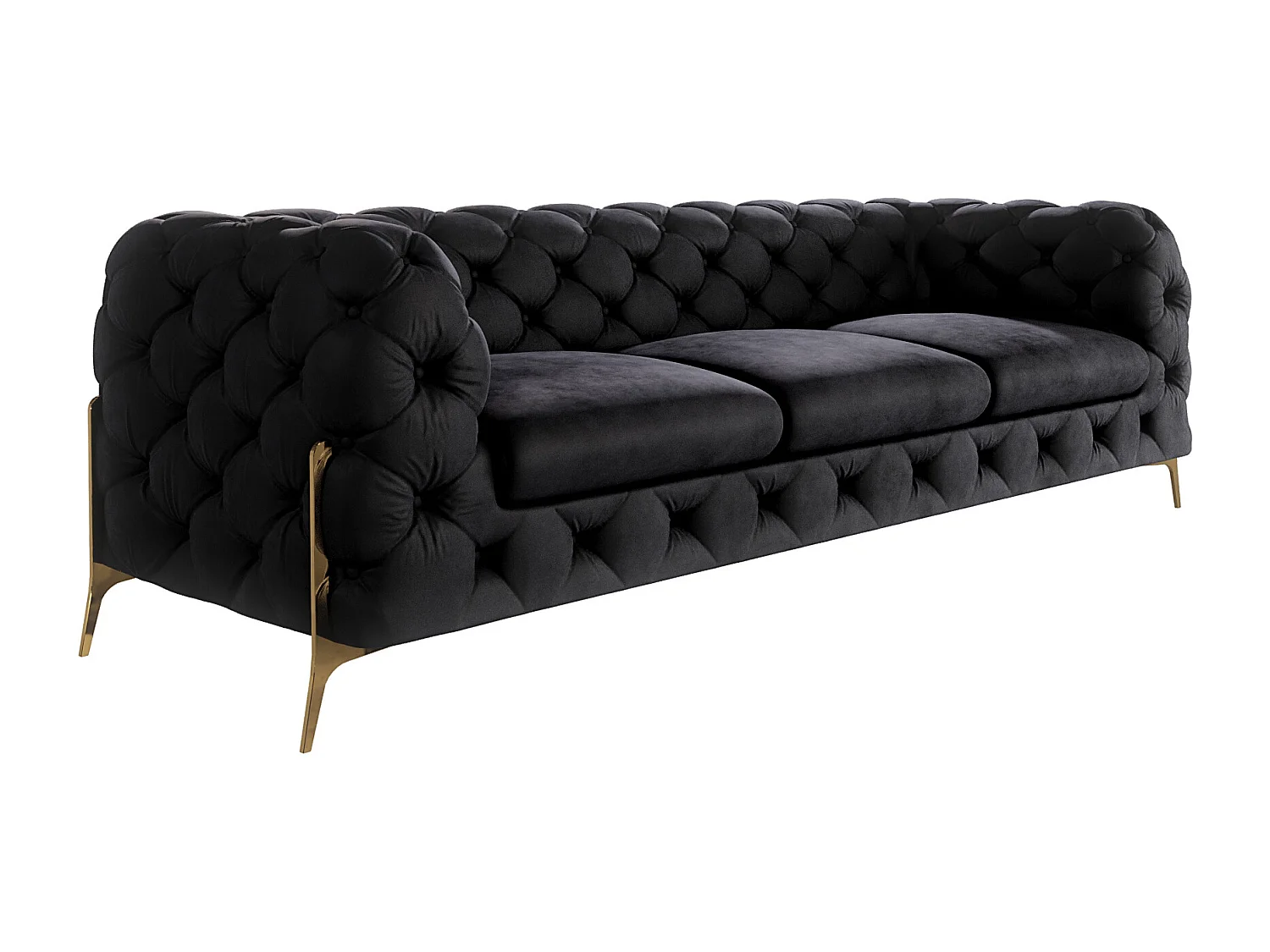 Ulysses 3-Sitzer Chesterfield Sofa mit Goldene Metall Füßen