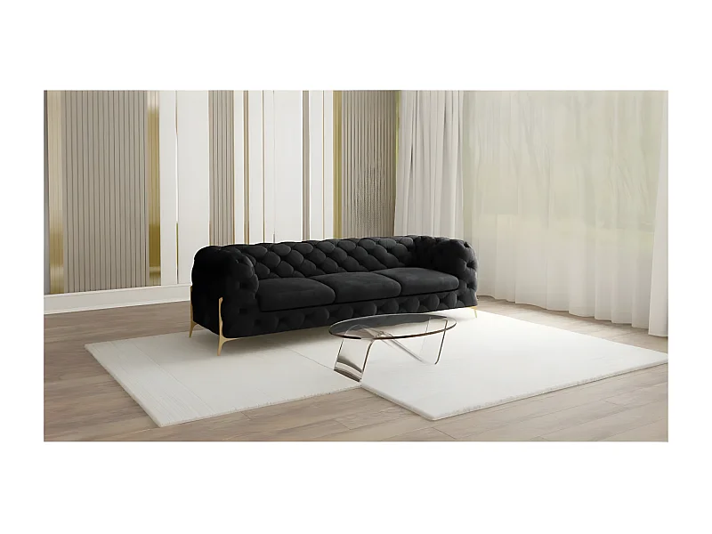 Ulysses 3-Sitzer Chesterfield Sofa mit Goldene Metall Füßen