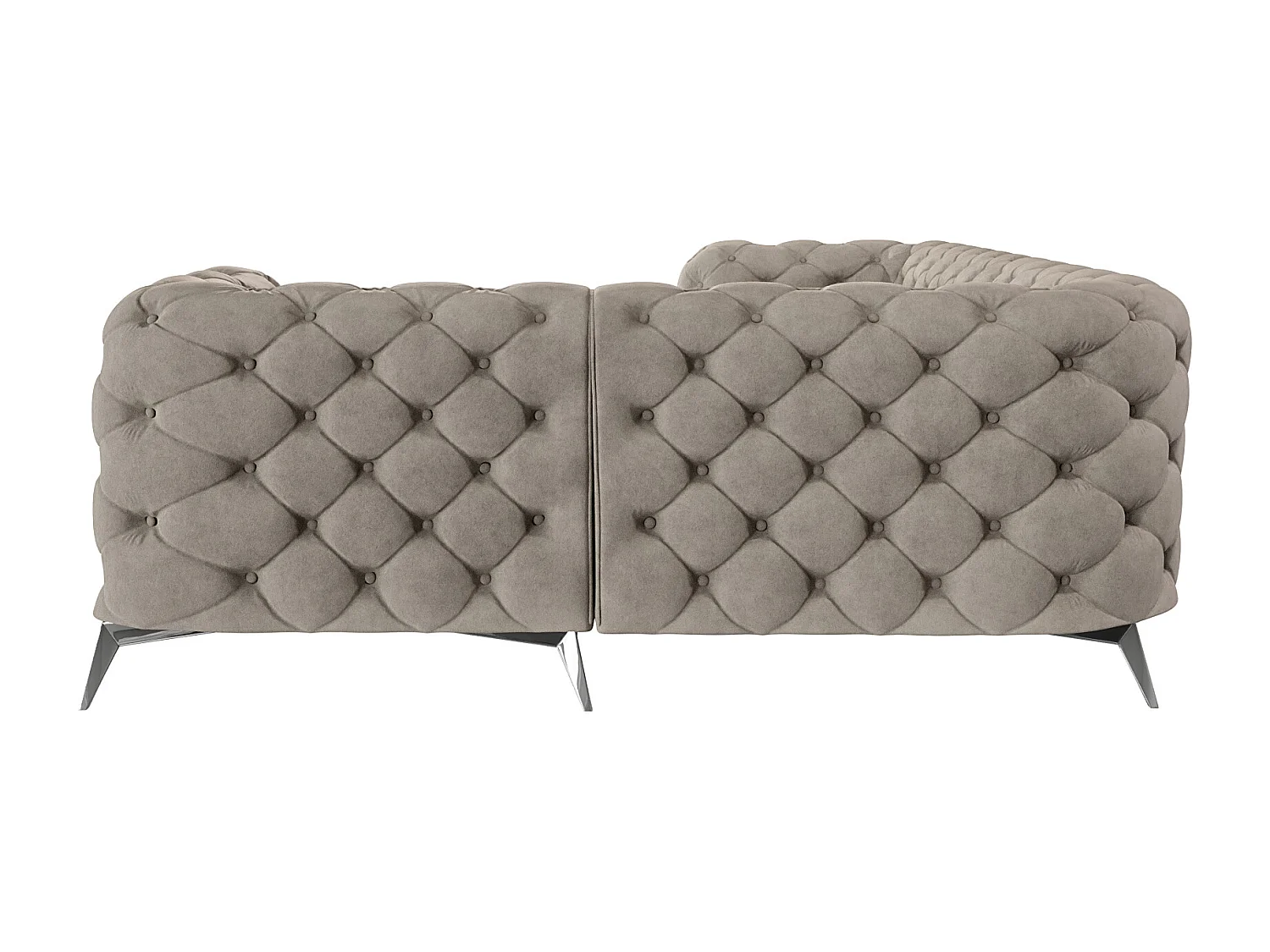 Ecksofa mit Ottomane Chesterfield Celeste mit Silber Metall Füßen