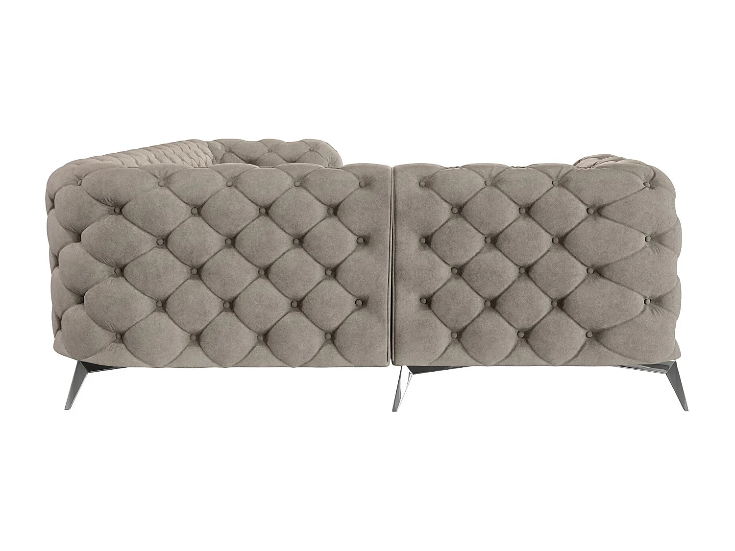 Ecksofa mit Ottomane Chesterfield Celeste mit Silber Metall Füßen