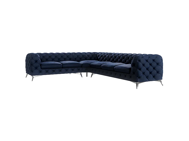 Ecksofa Chesterfield Celeste mit Silber Metall Füßen