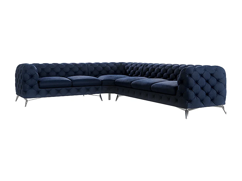 Ecksofa Chesterfield Celeste mit Silber Metall Füßen