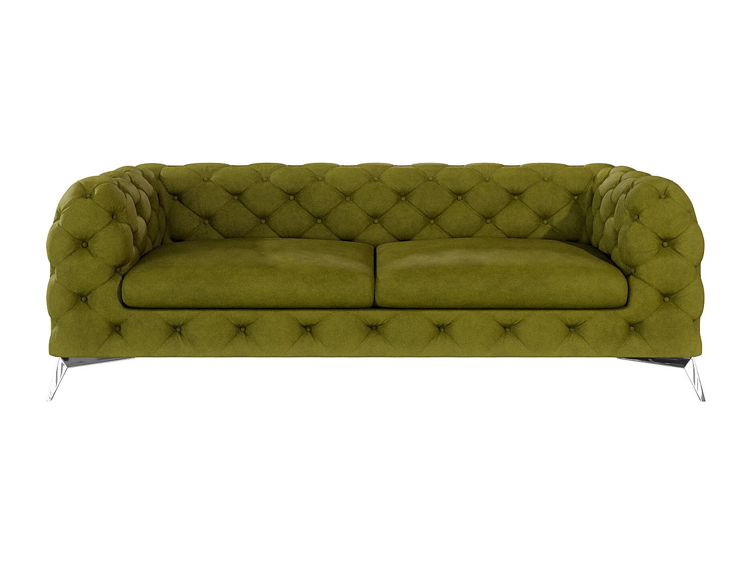 Celeste 3-Sitzer Chesterfield Sofa mit Silber Metall Füßen