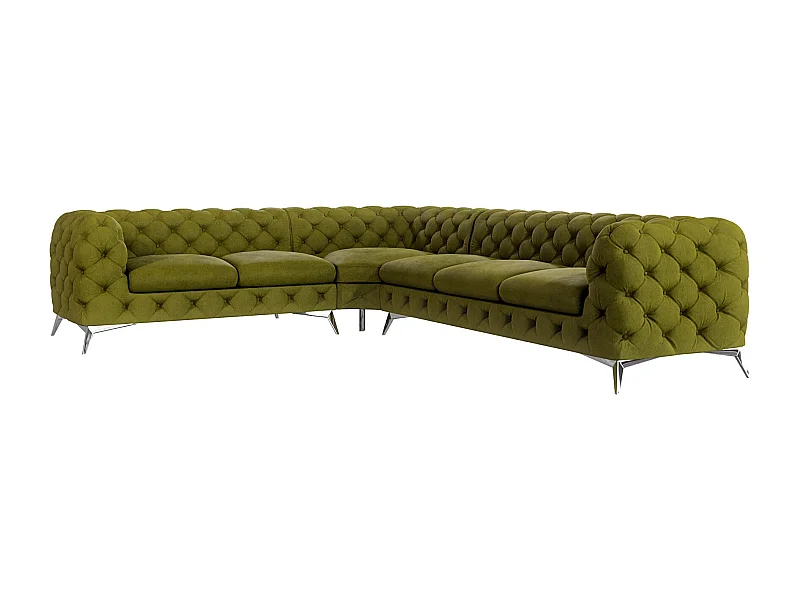 Ecksofa Chesterfield Celeste mit Silber Metall Füßen