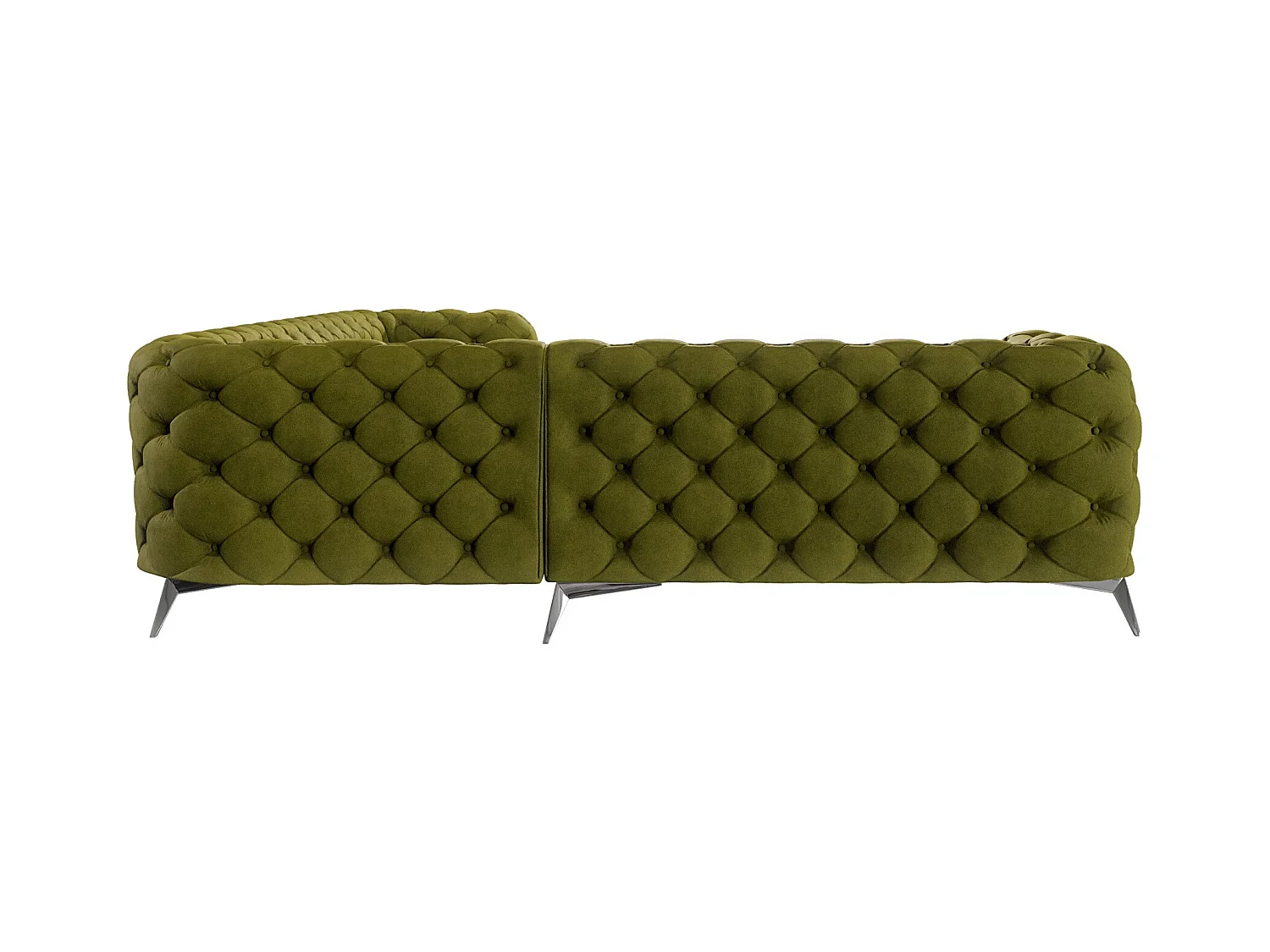 Ecksofa Chesterfield Celeste mit Silber Metall Füßen