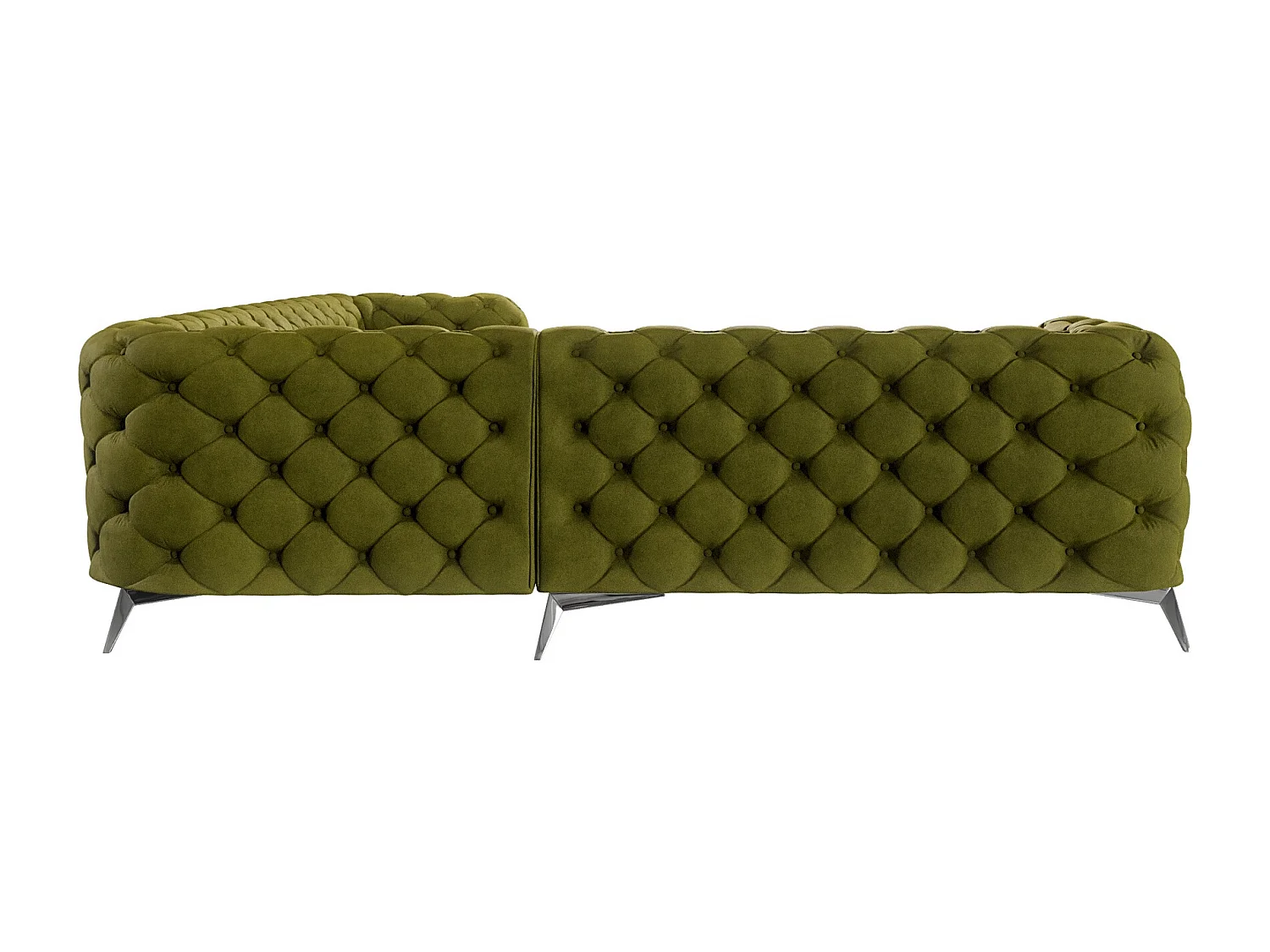 Ecksofa Chesterfield Celeste mit Silber Metall Füßen