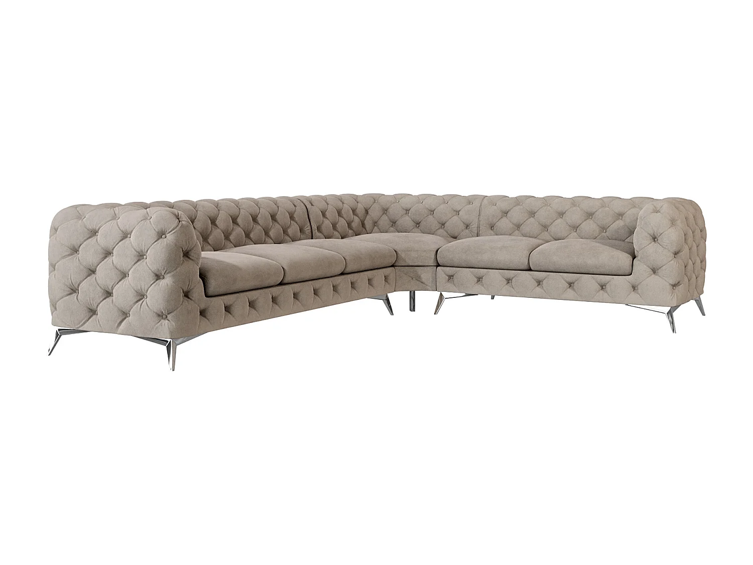 Ecksofa Chesterfield Celeste mit Silber Metall Füßen