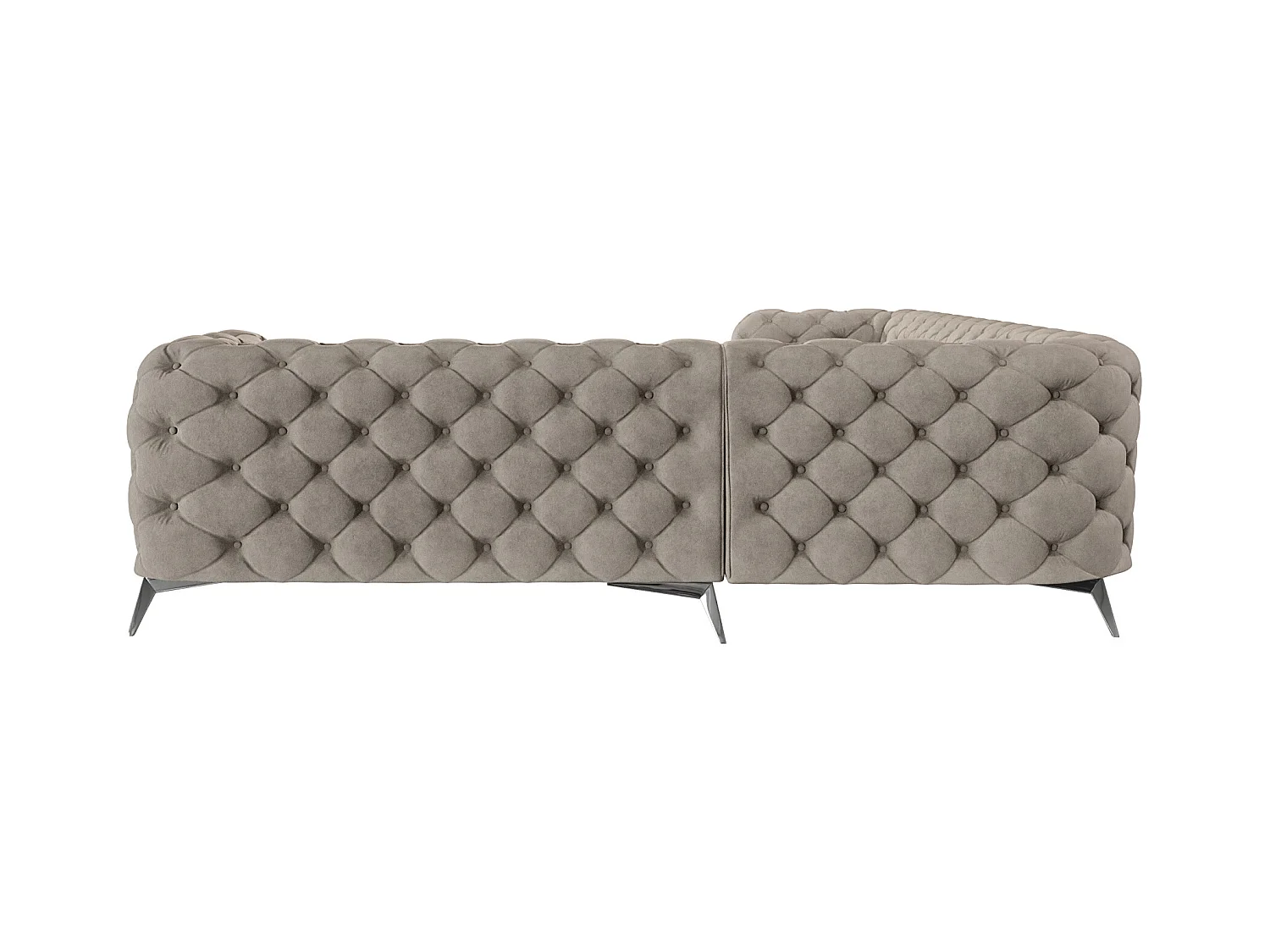 Ecksofa Chesterfield Celeste mit Silber Metall Füßen
