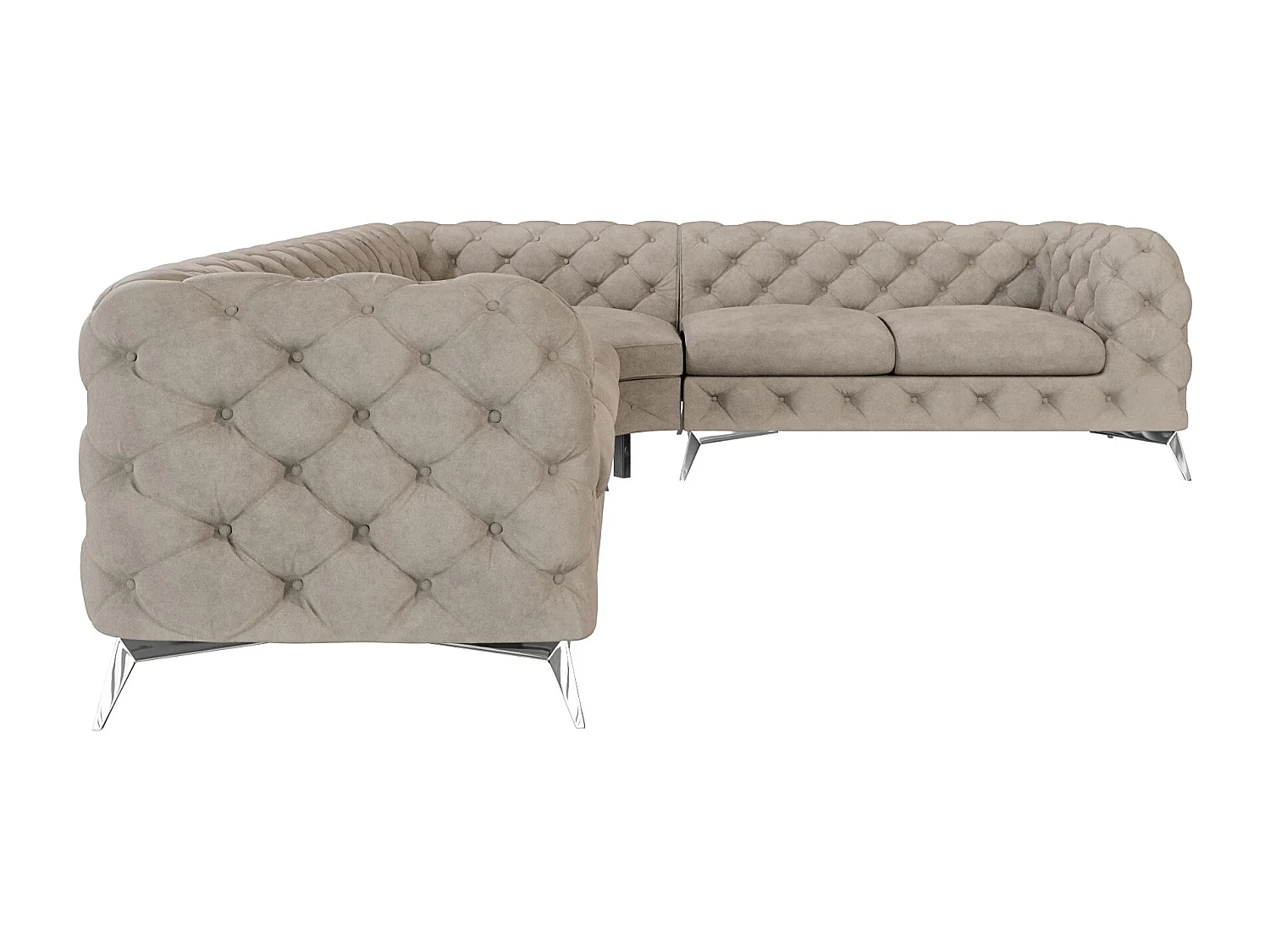 Ecksofa Chesterfield Celeste mit Silber Metall Füßen
