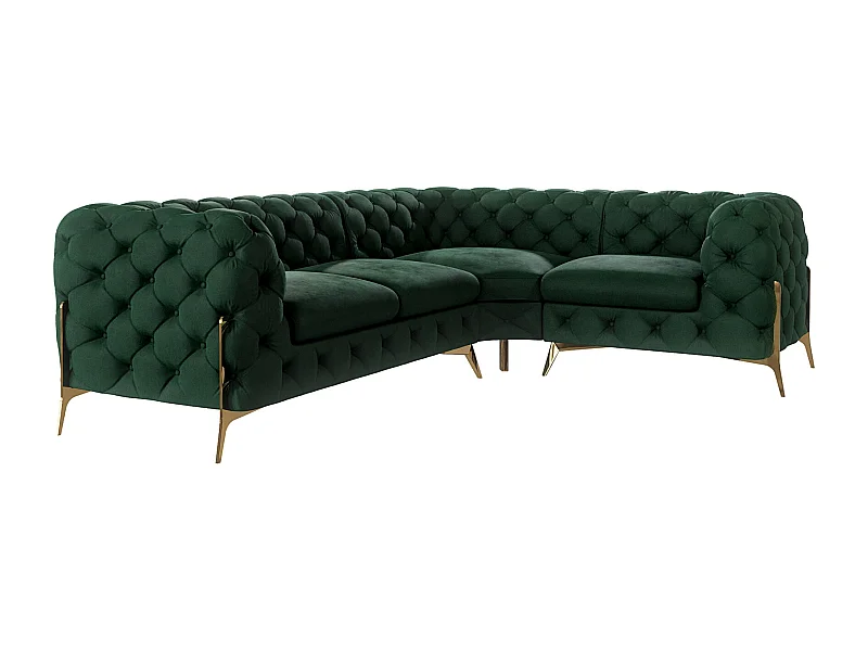 Ecksofa Chesterfield Ulysses mit Goldene Metall Füßen