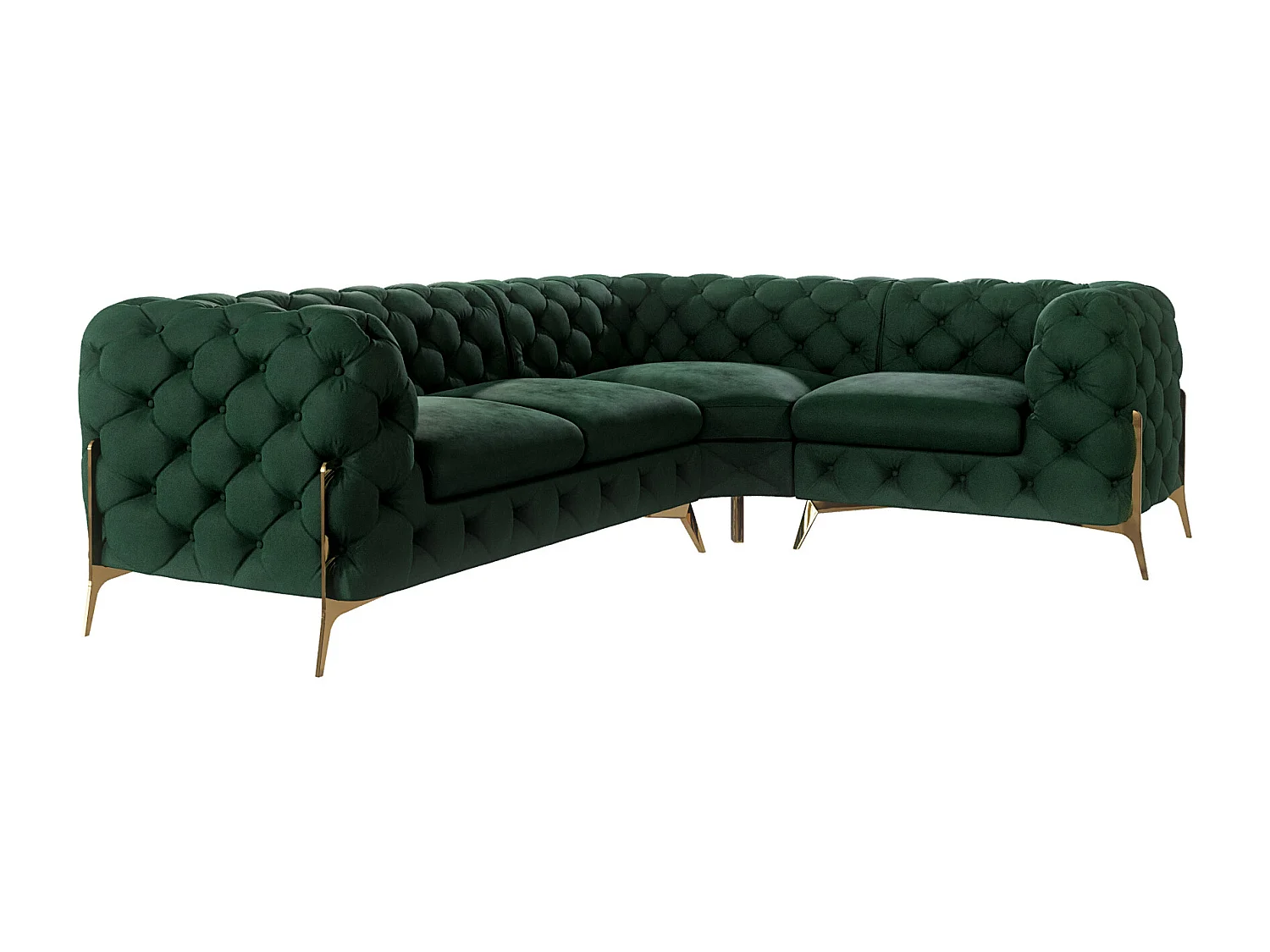 Ecksofa Chesterfield Ulysses mit Goldene Metall Füßen