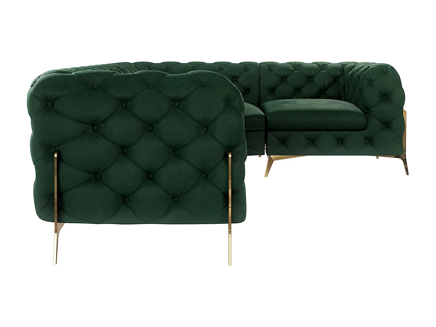 Ecksofa Chesterfield Ulysses mit Goldene Metall Füßen