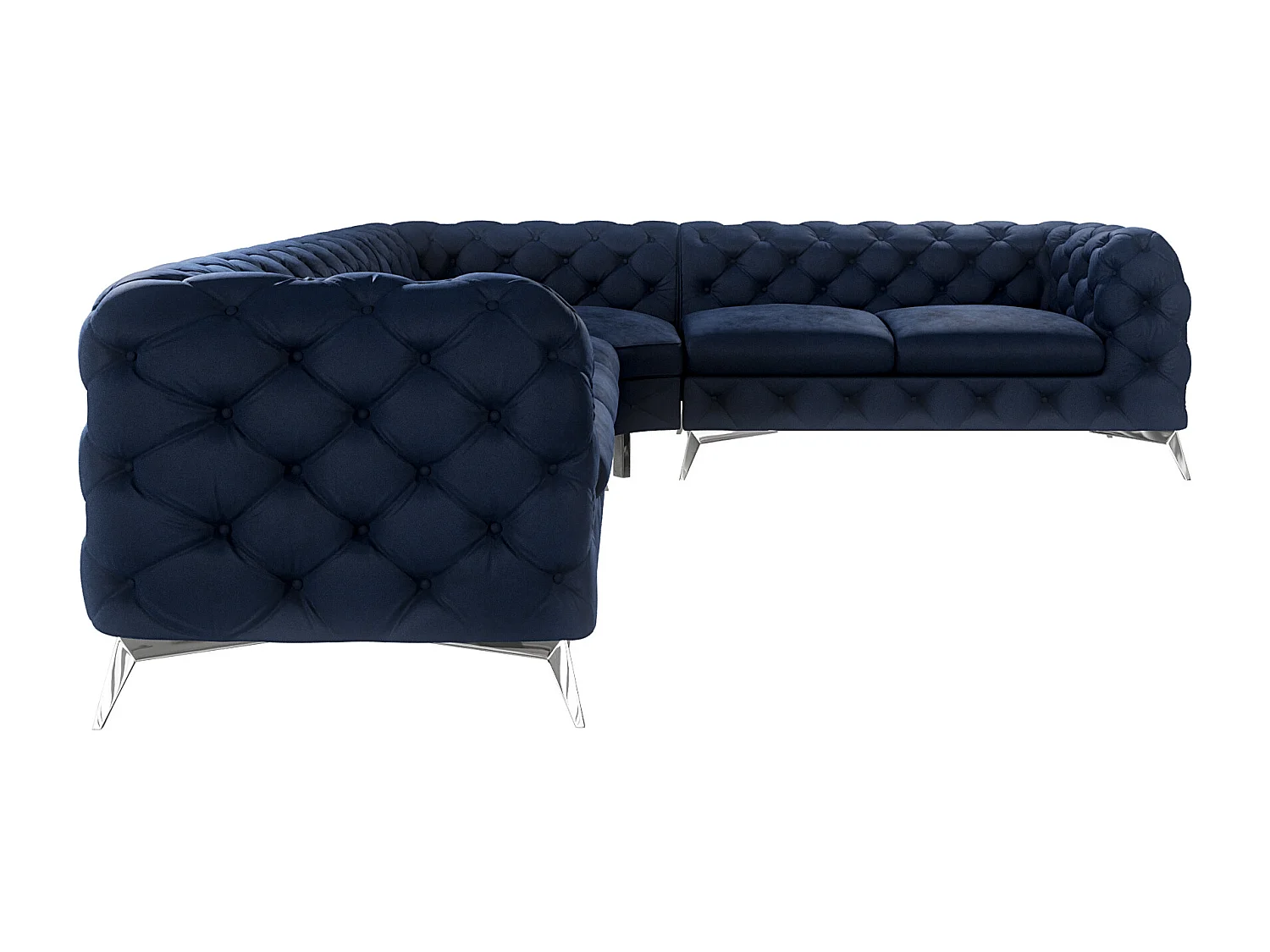 Ecksofa Chesterfield Celeste mit Silber Metall Füßen