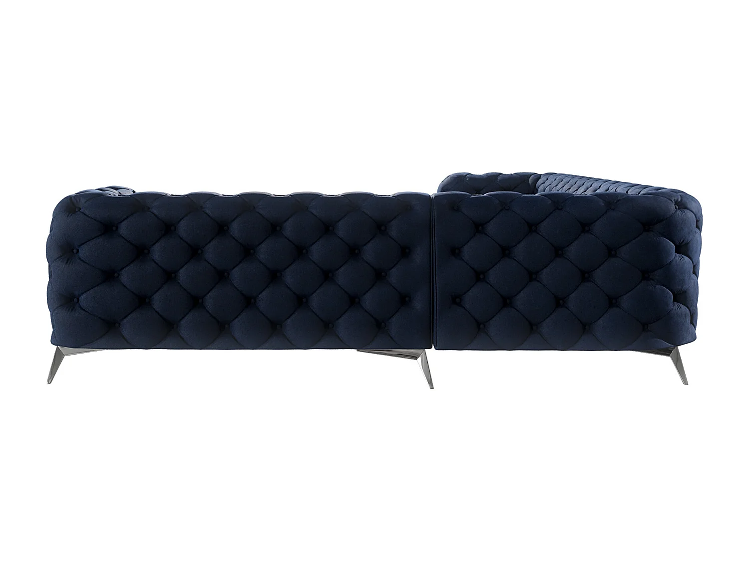 Ecksofa Chesterfield Celeste mit Silber Metall Füßen